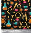 thumbnail image 1 of Soimoi Black Cotton Voile Fabric Magic Bottle,Ring & Star Nursery Themes Print Fabric by the Yard 56 Inch Wide, 1 of 3