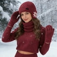 thumbnail image 4 of LOOIKOOS 3PCS Unisex Winter Beanie Hat Scarf and Touch Screen Gloves Set, Warm Thick Fleece Lined Skull Cap Scarf and Gloves Set for Women Gifts, 4 of 5