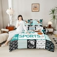 thumbnail image 4 of Homewish Kids Teens Baseball Basketball Football Print Full Size Comforter Sets 3-Piece,Eat Sleep Sports Bedding Comforter Set,Geometric Plaid Lightweight Bedding Sets,Microfiber Bedroom Decor, 4 of 8
