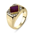 thumbnail image 2 of 18K Gold Over Sterling Silver Square Created Ruby and Created White Sapphire Men's Ring Size 10, 2 of 2