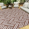 thumbnail image 1 of SHIQI-Outdoor Rug 8x10 Patio Waterproof, Large Outdoor Plastic Straw Rug, Reversible Out Door Carpet for Camping, Deck, Rv, 8 x 10 Area Carpet for Balcony, Porch, Backyard, White and Brown, 1 of 4