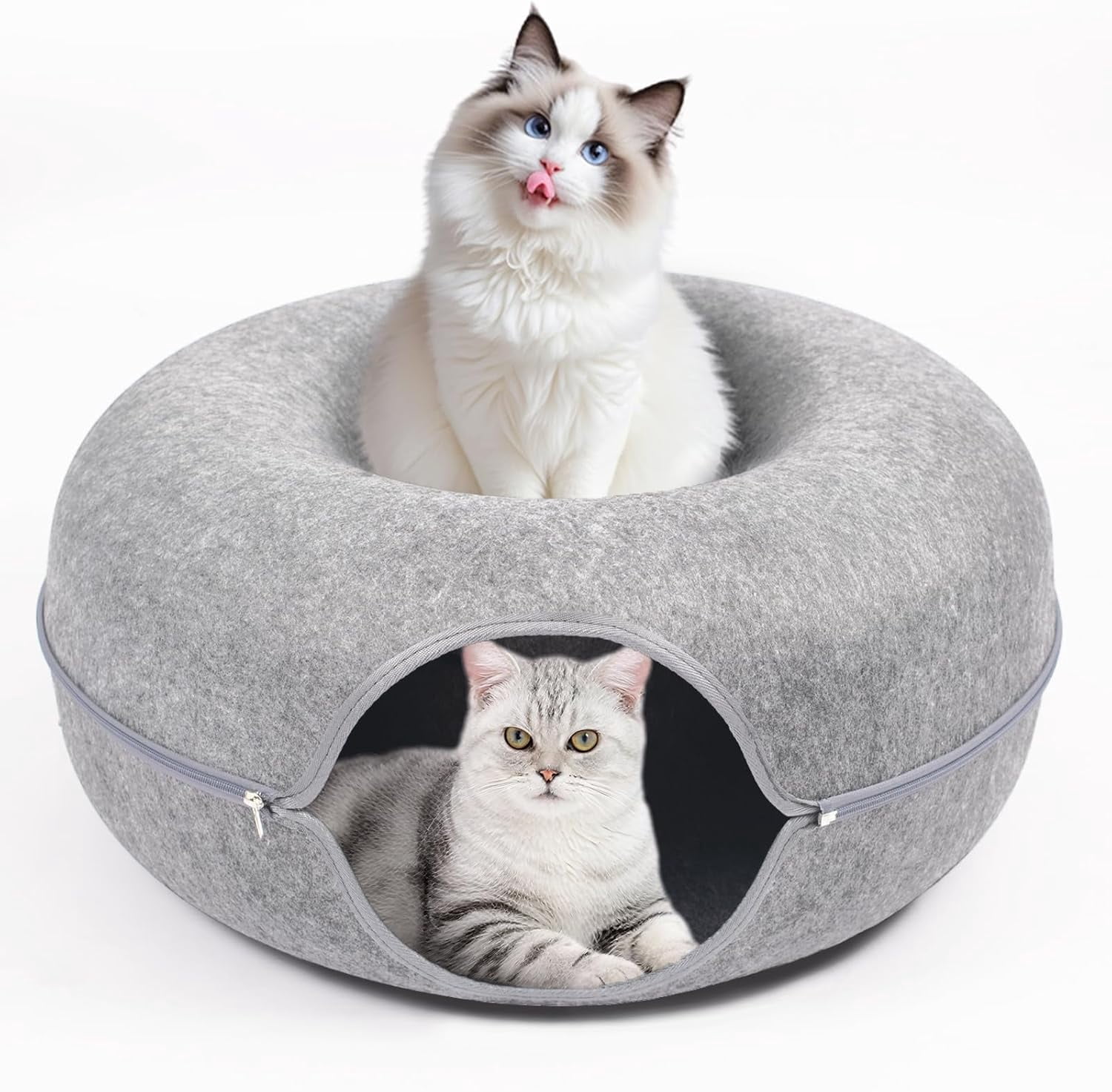 Cat Caves for Indoor Cats, Large Cat Tunnel for Multiple & Large Cats, Scratch Detachable Peekaboo Cat Cave Bed, Kitten Donut Kitty Hideaway Up to 45 Lbs : Pet Supplies