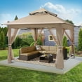 thumbnail image 5 of MASTERCANOPY 13 x 13ft Pop-up Gazebo Outdoor Canopy Tent with Mesh Walls, Khaki, 5 of 7
