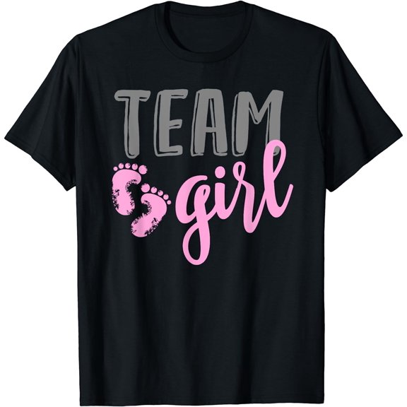 Team Girl Gender Reveal Baby Shower T-Shirt Black Small