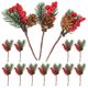 thumbnail image 2 of 15pcs simulación de pino rojo decoración de pino navideño accesorios de pino de guía de bricolaje, 2 of 5