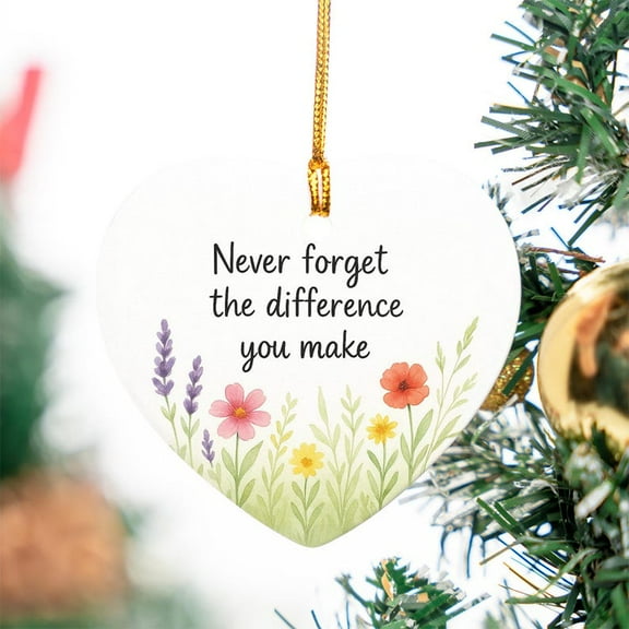 ViciArt Floral Heart Ornament, Ceramic, 3" Teacher Appreciation Gift, Christmas Tree Decoration