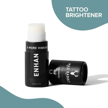 Mad Rabbit Enhance Tattoo Balm Stick, Tattoo Aftercare Brightener & Moisturizer, Fragrance-Free, .2 oz