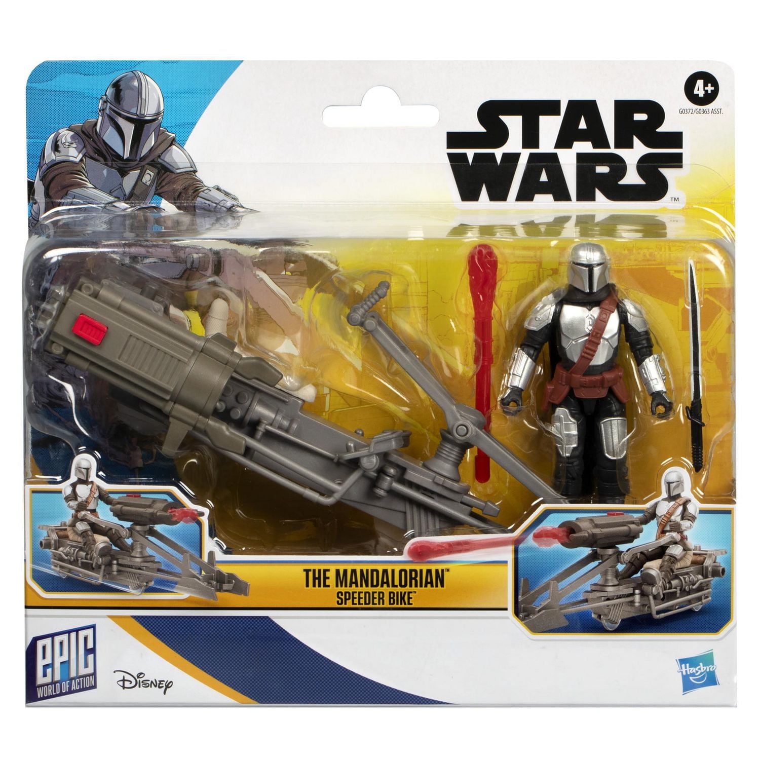 Star Wars Epic World of Action The Mandalorian 4 Inch Action Figure & Speeder Bike
