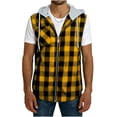 thumbnail image 3 of UVEASISHA Plaid Hoodie Shirts for Men Sleeveless Zip Up Shacket Jackets Lightweight Casual Workout Hoodies Summer Fashion Flannel Hooded Tops Yellow XXL, 3 of 5