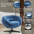 thumbnail image 3 of UHOMEPRO Swivel Accent Chair, Chenille Upholstered 360°Swivel Armchair, Reading Club Chair with Removable Cushion, Metal Base, Living Room Bedroom, Reading Corner, Blue, 3 of 7