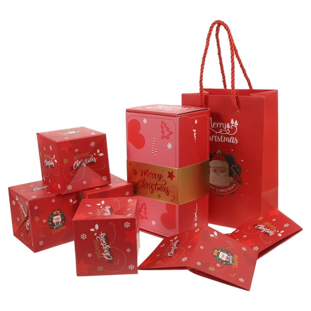 KAKOWELY Cajas sorpresa navideñas de Papá Noel, caja de sorpresas explosivas con bolsa de regalo para cumpleaños y celebraciones navideñas.