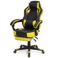 thumbnail image 1 of Magshion Chaise de Jeu avec Repose-Pieds Rétractable, Inclinable Ergonomique Réglable, Inclinable & Pivotante à 360° Style Course en Cuir PU pour Adolescent Adulte, Jaune, 1 of 4