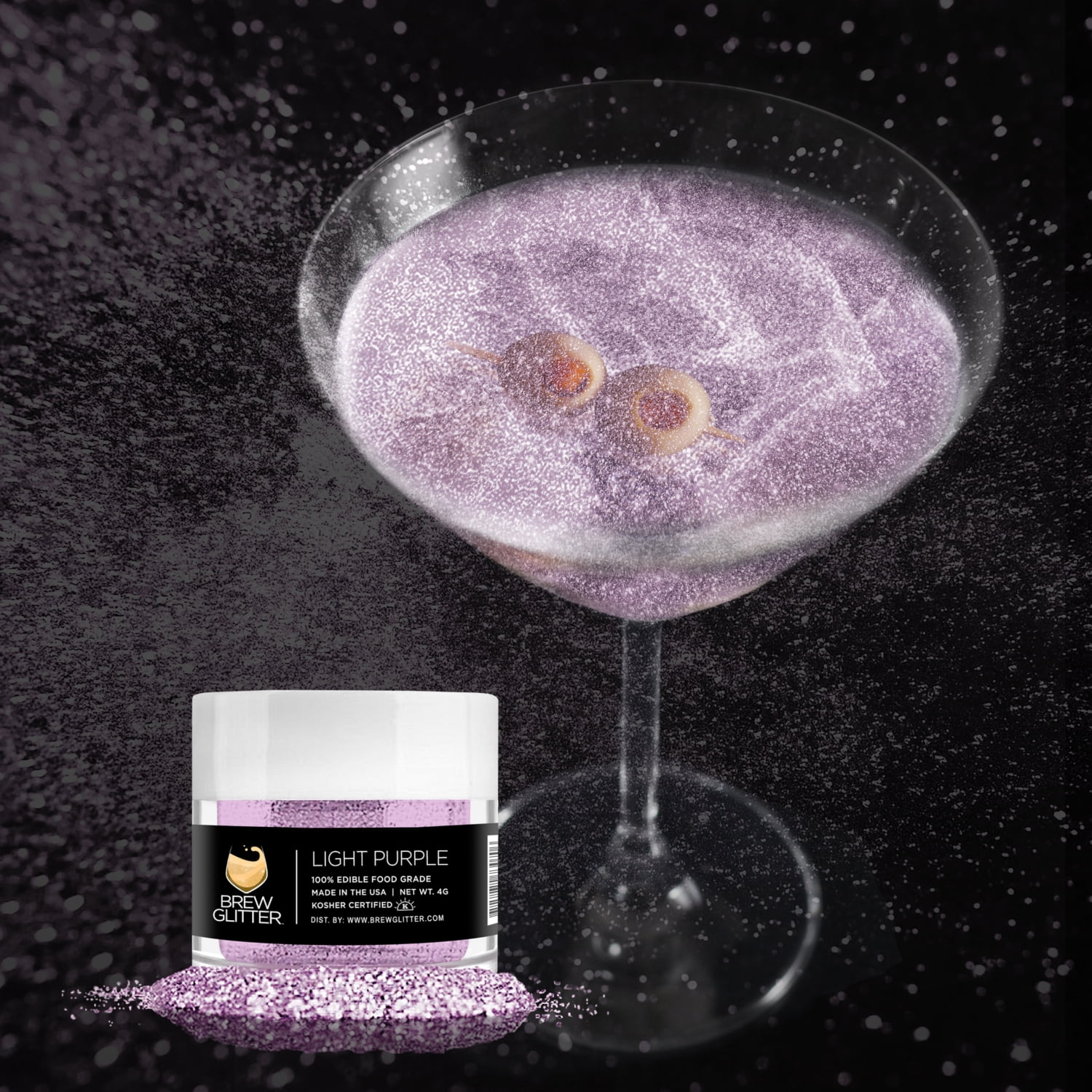 BREW GLITTER Light Purple Edible Glitter For Drinks, Cocktails, Beer, Drink Garnish & Beverages | 4 Gram | KOSHER Certified | 100% Edible & Food Grade | Kosher Certified | Vegan, Gluten, Nut Free