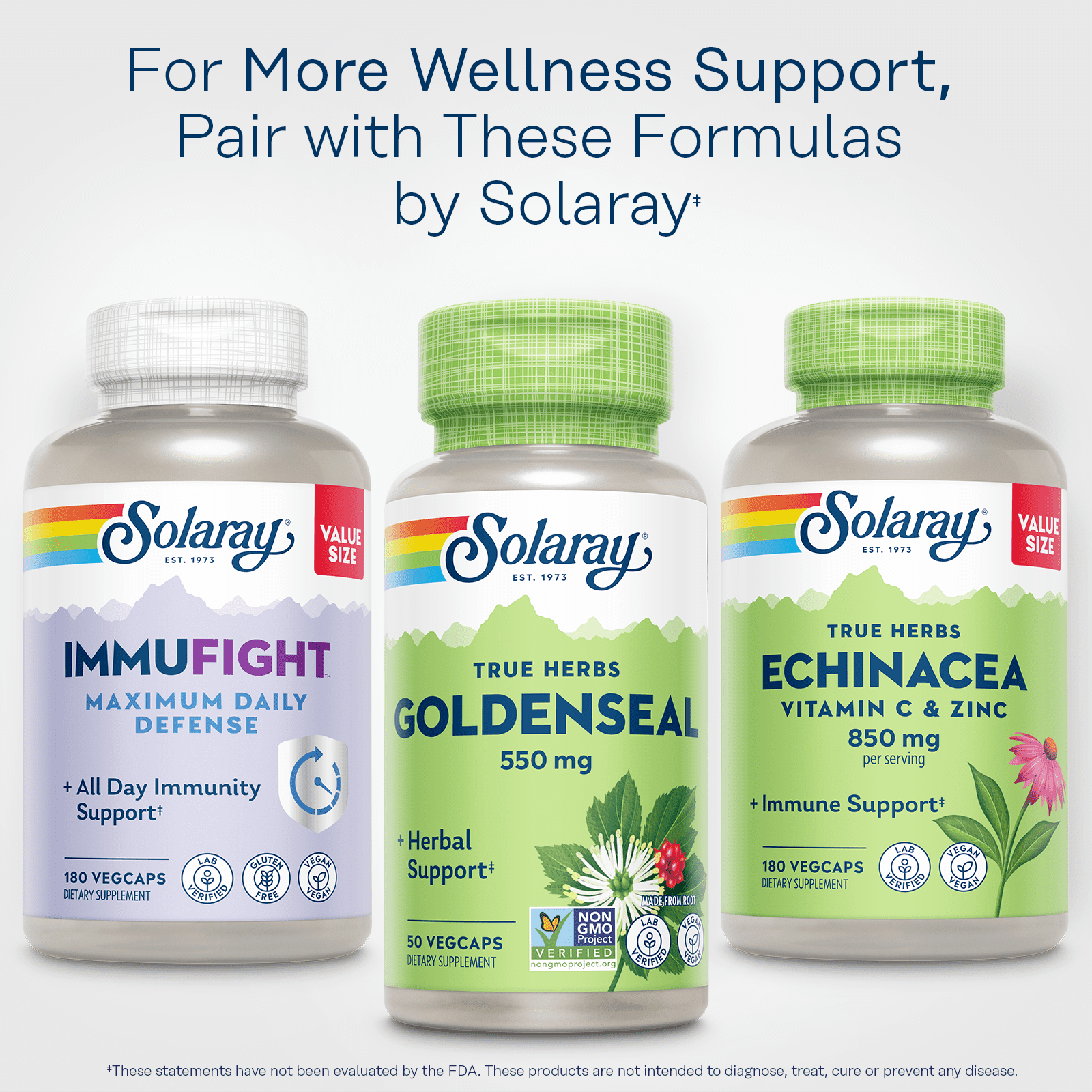 SOLARAY Goldenseal Root 550mg - Golden Seal Capsules - Herbal Supplements for Wellness Support - Non-GMO, Vegan, Gluten Free, Lab Verified, 60-Day Money Back Guarantee, 50 Servings, 50 VegCaps