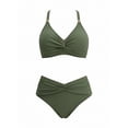 thumbnail image 5 of cocolona Bikini Sets for Women Summer Solid Color Two Piece Swimsuits Holiday Vacation Beach Pleated Swimwear, 5 of 5