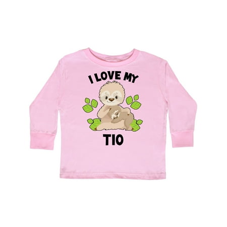 

Inktastic Cute Sloth I Love My Tio with Green Leaves Gift Toddler Boy or Toddler Girl Long Sleeve T-Shirt