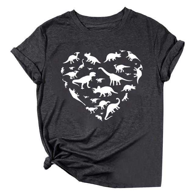 WEAIXIMIUNG T-Shirt Décontracté à Manches Courtes et Col Rond Imprimé Dessin Animé Mignon pour Femmes pour la Saint-Valentin