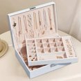 thumbnail image 4 of PVCS Jewelry Box With Lock Jewelry Organizer Storage Case With 2-Layers Display For Earrings Bracelets Rings Watches, 4 of 7