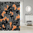 thumbnail image 2 of Manfei Retro Gamer Camo Shower Curtain 72Wx78L, Vintage Gaming Camouflage Bath Curtain, Gray Orange, 2 of 5
