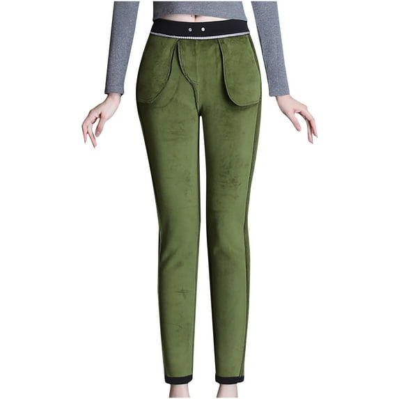 Bigersell Slim Winter Leggings for Women Full Length Pants Leggings Women's Leggings Wear Winter Velvet Thick Warm Pencil Pants Jeggings for Ladies
