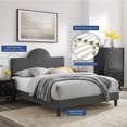 thumbnail image 2 of Platform Bed Frame, Twin Size, Charcoal Grey Gray, Velvet, Modern Contemporary, Bedroom Master Guest Suite Room, 2 of 10