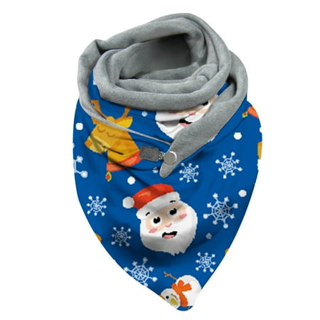 

Dadaria Winter Scarf for Women Cold Weather Women Christmas Printing Scarf Fashion Retro Multi-Purpose Shawl Button Scarf Blue Women