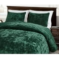 thumbnail image 3 of Chezmoi Collection Piers Forest Green Velvet Quilt Queen Set, 3-Piece Lush Plush Distressed Velvet Bedding All Season Lightweight Bedspread, Brushed Microfiber Reverse with Double Square Stitch, 3 of 9