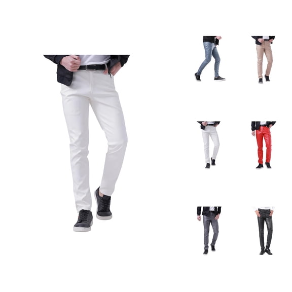 Leather Pants for Men 2025 Slim Fit Motorcycle Pants Stretchy with Pockets Casual Trousers