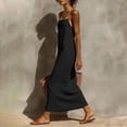 thumbnail image 6 of VBVC Women's Spaghetti Strap Cotton Linen Maxi Dress , Ladies' Square Neck Casual Slip Dress , Summer Beach Vacation Long Dresses For Women,Black,S-2XL, 6 of 10