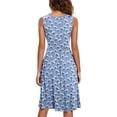 thumbnail image 4 of VSSSJ Women's Summer Sleeveless Loose Dresses Casual V Neck Swing Tank Short Dress Floral Print Mini Beach Sun Dress with Pockets, 4 of 6