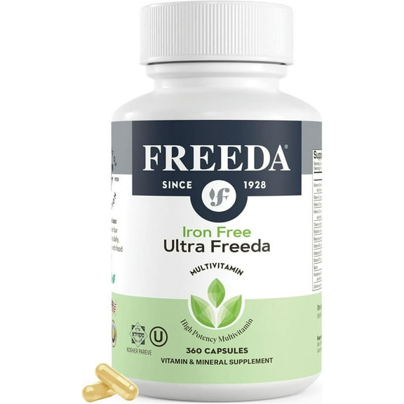 Freeda Iron Free Ultra Freeda High Potency Multivitamin for Women and Men, 360 Capsules