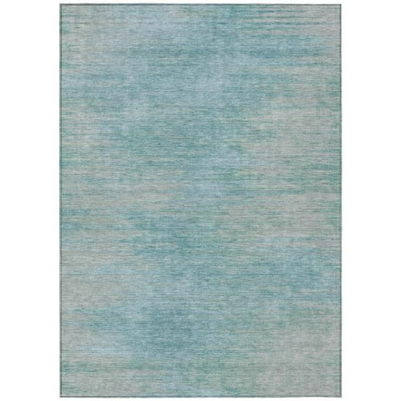 HomeRoots 587195 5 x 8 ft. Abstract Washable Indoor & Outdoor Rectangle Area Rug, Aqua, Teal Blue & Gray