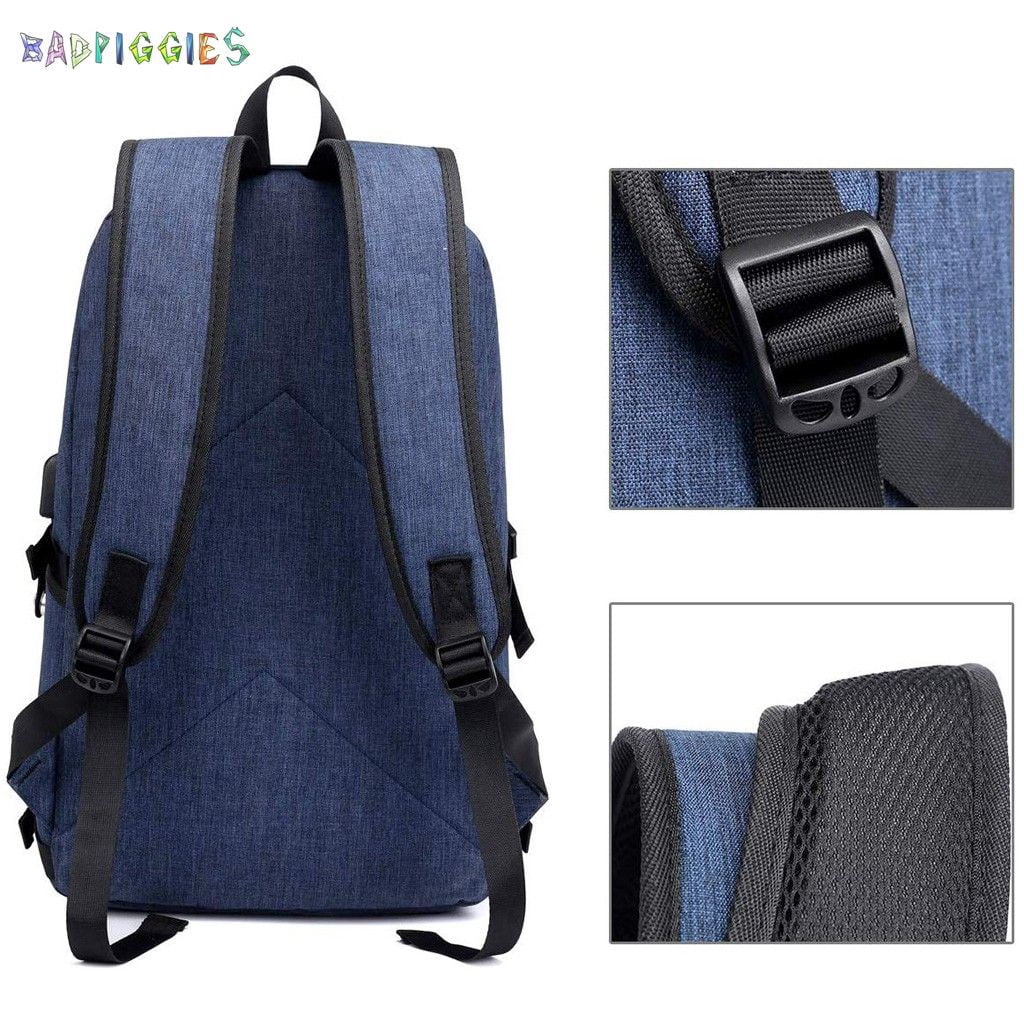 BadPiggies Travel Laptop Backpack Water Resistant Anti-Theft Bag with USB Charging Port and Lock