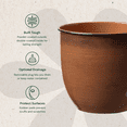 thumbnail image 3 of Bloem Canyon 8" Indoor Metal Cachepot - Glossy Decorative Planter with Powder-Coated Finish, Removable Drain Plug, Terra Cotta, 3 of 5