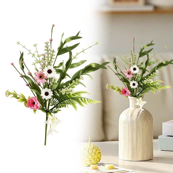 Artificial Wildflowers Spring Wedding Flowers Outdoor Fake Daisy Bouquets Bundle UV Resistant Floral Decor Faux Plants for Party Decoration Home Decor