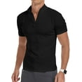 thumbnail image 3 of MLANM Men's Short Sleeve Polo Shirts Quarter-Zip Casual Slim Fit Mock Neck Basic Designed Cotton Shirts L Black, 3 of 7