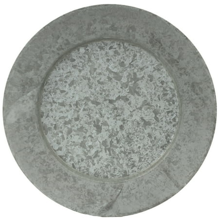- Koyal Wholesale Galvanized Metal Charger Plates, Set of 4, Modern Industrial Wedding Decor, Farmhouse Rustic Table Décor