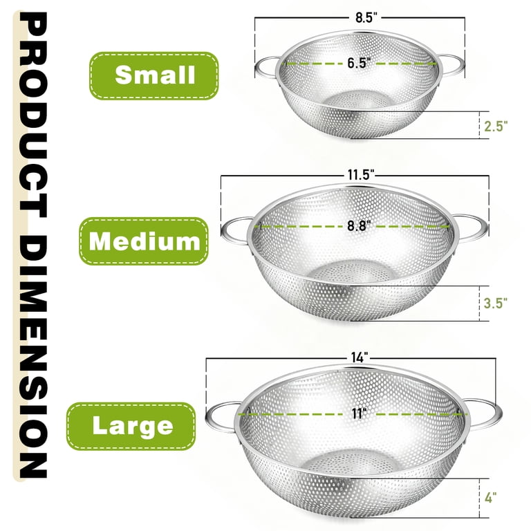 AOKIWO 3-Piece Stainless Steel Colander Set photo 5