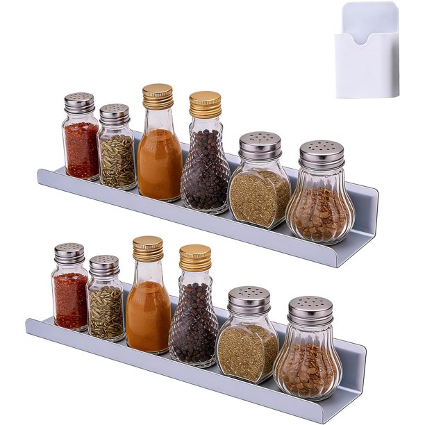 2 Piezas Estante Organizador Magnético, Estantería Magnética Acrílica, Organizador de Cocina para Refrigerador, Estantes flotantes de Acrilico para Estar, Baño, Cocina