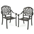 thumbnail image 1 of Gymax 2 Pieces Cast Aluminum Chairs Set of 2 Stackable Patio Dining Chairs w/ Armrests, 1 of 10