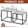 thumbnail image 2 of Coffee Table Set of 2, Modern Glass Nesting Table, Metal Frame Square Center Table Set, Side Tables, Nesting Coffee Table for Living Room, Bedroom and Small Spaces, 19.7in Black, 2 of 6