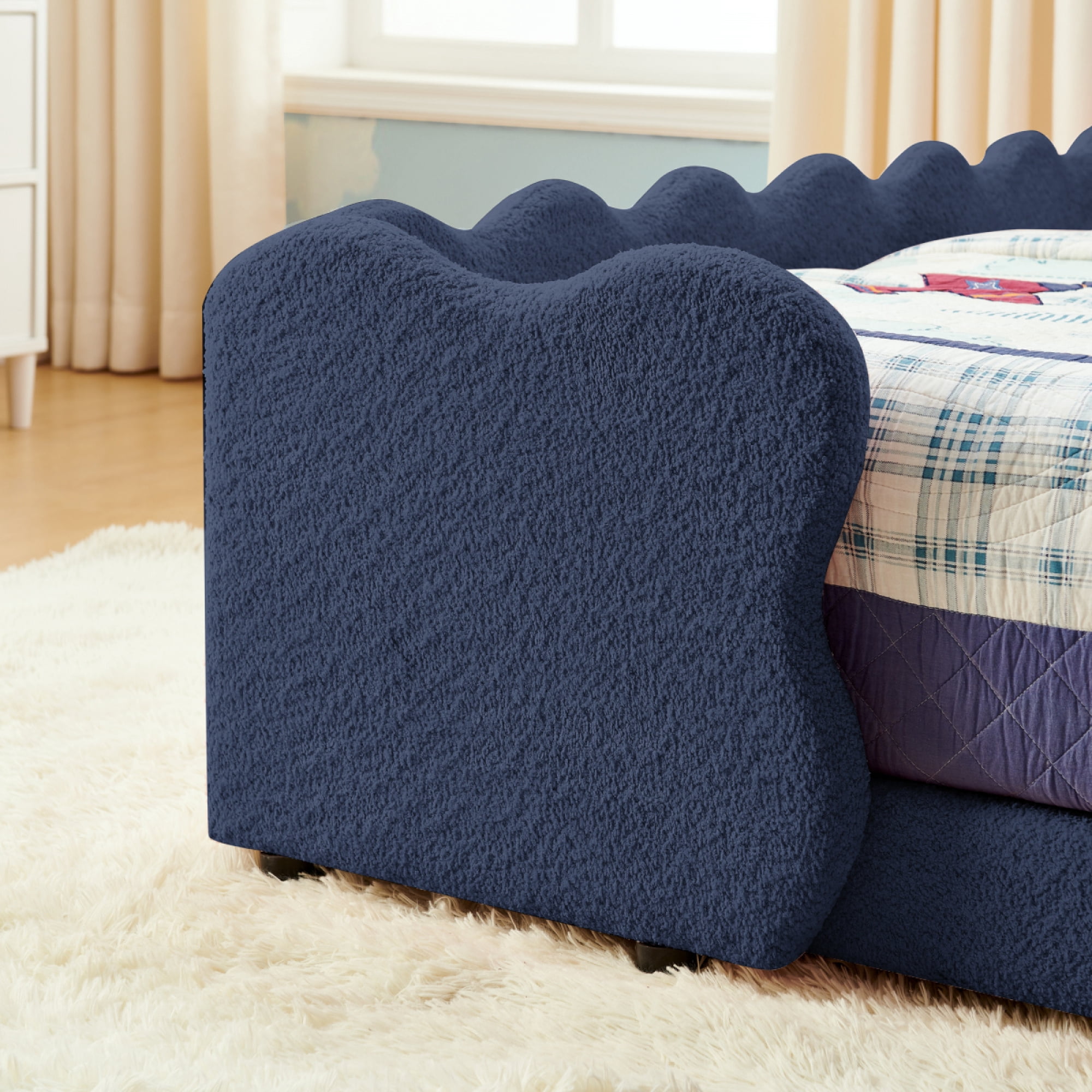 ChenyueFurn Twin Size Cute Dinosaur Bed, Navy Blue