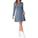 thumbnail image 2 of INSPIRAR CHIC Vestido A-Line de Manga Larga con Solapa de Ante Falso para Mujeres XL Gris Azul, 2 of 6