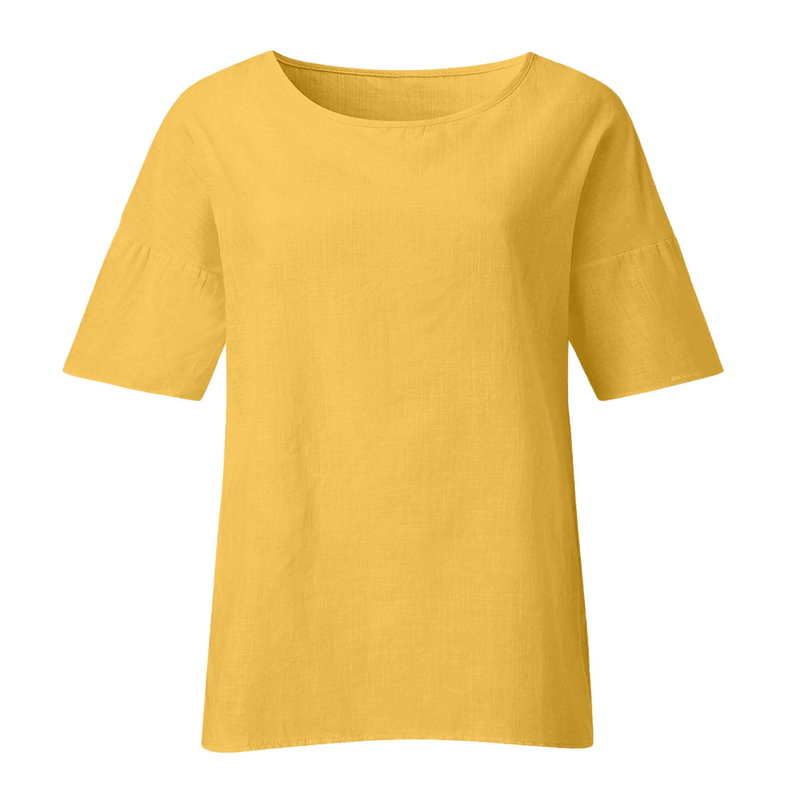 Jsaierl Oversized Solid Color Cotton Linen Shirts for Women