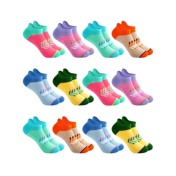 EALLCO Kids Ankle Socks 12 Pairs Cushioned Moisture-wicking Boys Girls Socks
