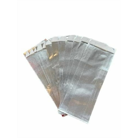 Silver Foil Hot Dog Bags, 9" Unprinted Disposable Wrappers - Grease Resistant, Keeps Food Hot and Mess Free (60)
