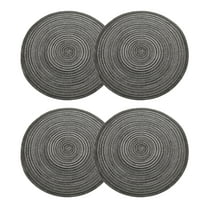 Uxcell 4pcs Round Braided Placemats 15" Non-Slip Round Table Mats for Dining Tables Washable Heat Insulation Woven Placemats, Black Grey