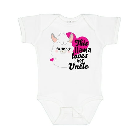 

Inktastic Valentines Day This Llama Loves Her Uncle Gift Baby Girl Bodysuit
