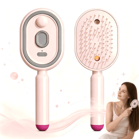 Electric Steam Hair Brush, 2-in-1 Spray Misting Straightener, Rechargeable Anti-Frizz Detangling Brush