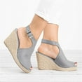 thumbnail image 4 of keusn women's open toe espadrille platform sandals wedges buckle ankle strap solid sandals roman women's sandals gray size 10, 4 of 7